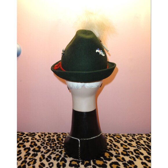 Vintage German Alpine Tyrolean Hat w/ Feather and pins Oktoberfest main image 13